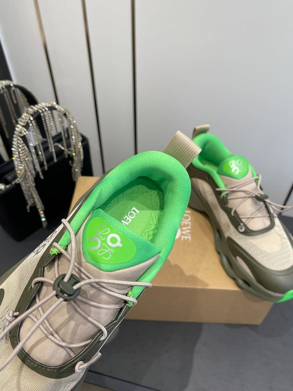 Loewe x On Cloudsolo Sneakers Khaki Green and Beige  Polyester and Mesh 533484