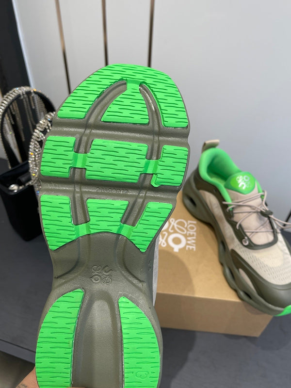 Loewe x On Cloudsolo Sneakers Khaki Green and Beige  Polyester and Mesh 533484
