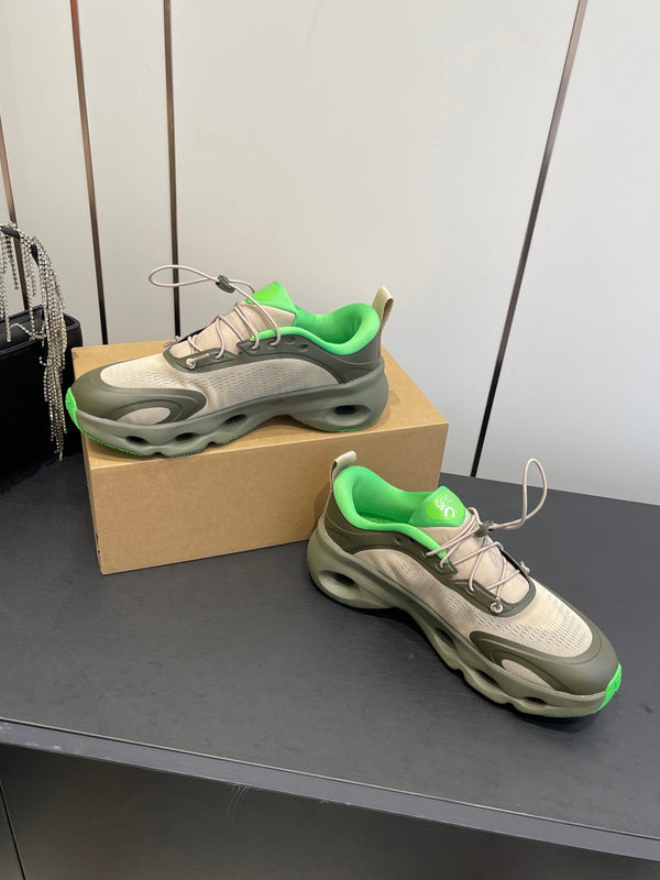 Loewe x On Cloudsolo Sneakers Khaki Green and Beige  Polyester and Mesh 533484