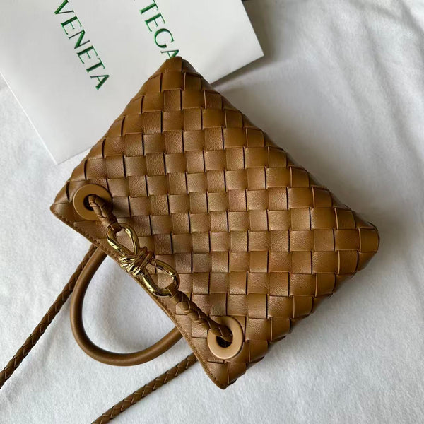 BV Small Andiamo Bag 20cm Muted Brown Intrecciato Leather 291456