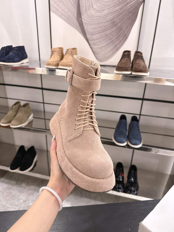 The Row 2025 Lace-up Boot Apricot Suede 543369