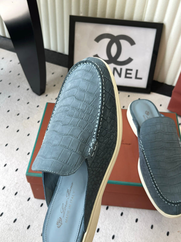 LP 26s Mule Loafers Stale Blue Crocodile-Embossed Leather 892429