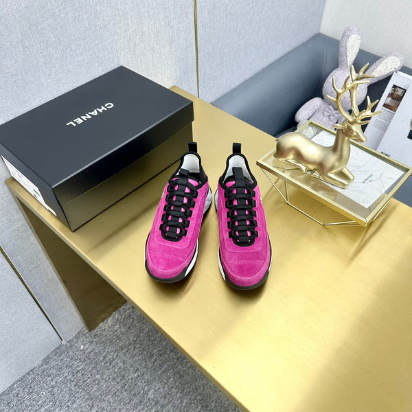 CC 26s Low-Top Chunky Sneakers Hot Pink Suede Mesh Textile 980821