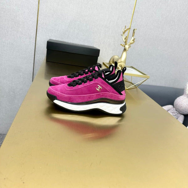 CC 26s Low-Top Chunky Sneakers Hot Pink Suede Mesh Textile 980821