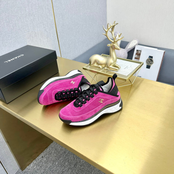 CC 26s Low-Top Chunky Sneakers Hot Pink Suede Mesh Textile 980821