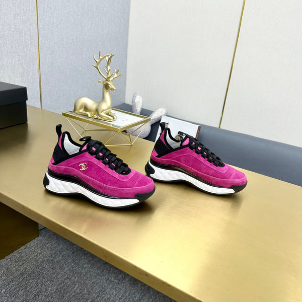 CC 26s Low-Top Chunky Sneakers Hot Pink Suede Mesh Textile 980821