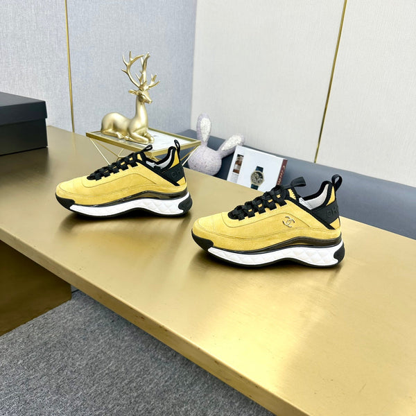 CC 26s Low-Top Chunky Sneakers Yellow Suede Mesh Textile 980822
