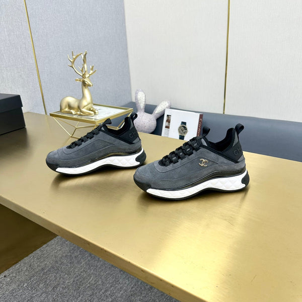 CC 26s Low-Top Chunky Sneakers Dark Grey Suede Mesh Textile 980823