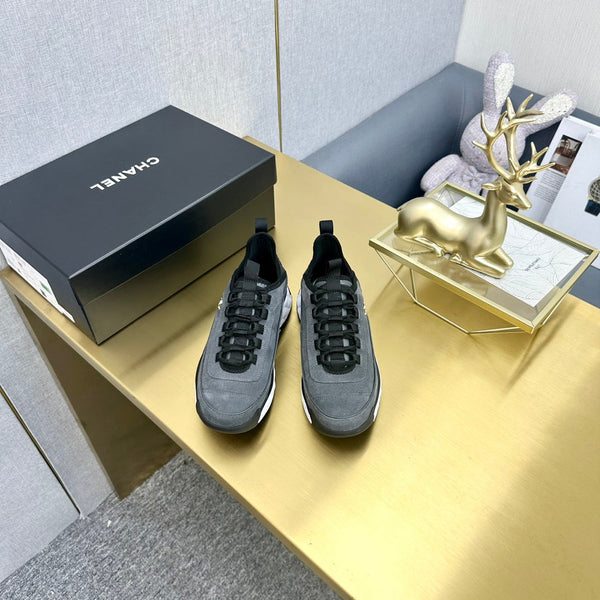 CC 26s Low-Top Chunky Sneakers Dark Grey Suede Mesh Textile 980823