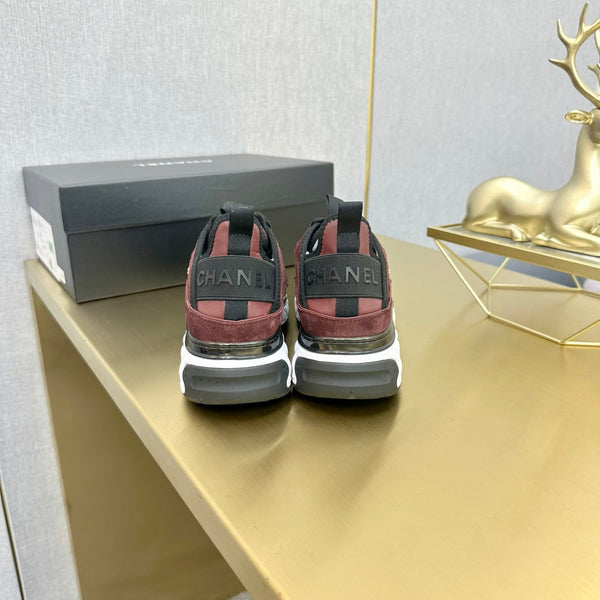 CC 26s Low-Top Chunky Sneakers Burgundy Suede Mesh Textile 980825