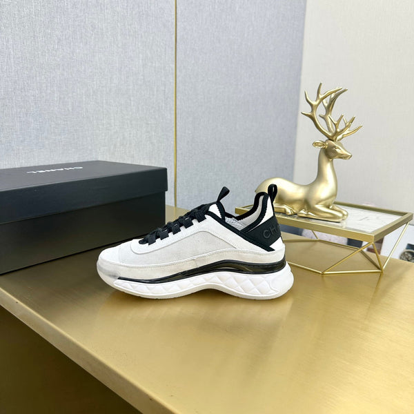 CC 26s Low-Top Chunky Sneakers White Suede Mesh Textile 980826