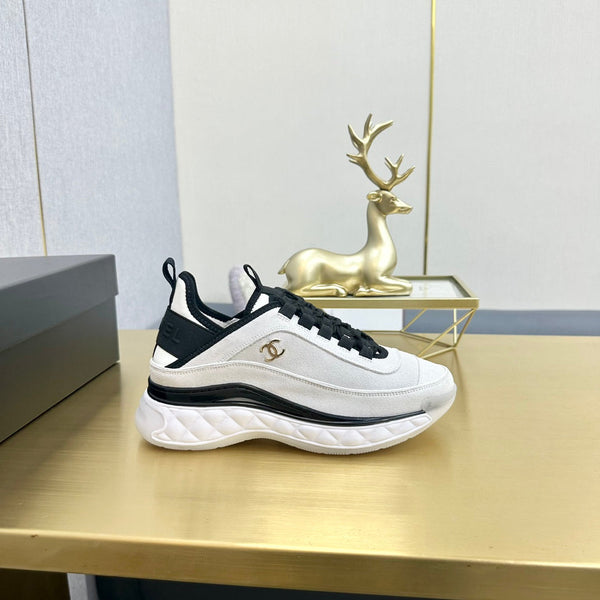 CC 26s Low-Top Chunky Sneakers White Suede Mesh Textile 980826