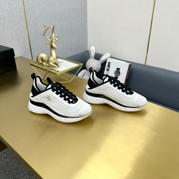 CC 26s Low-Top Chunky Sneakers White Suede Mesh Textile 980826