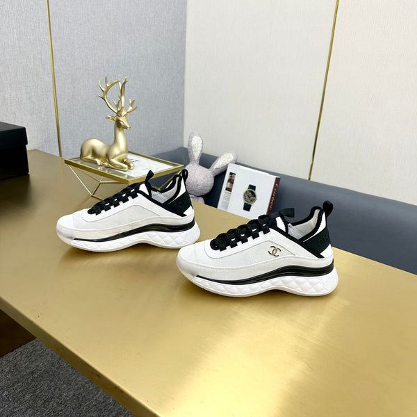 CC 26s Low-Top Chunky Sneakers White Suede Mesh Textile 980826