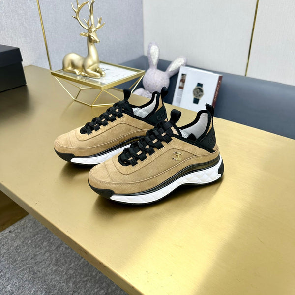 CC 26s Low-Top Chunky Sneakers Dark Khaki Suede Mesh Textile 980827