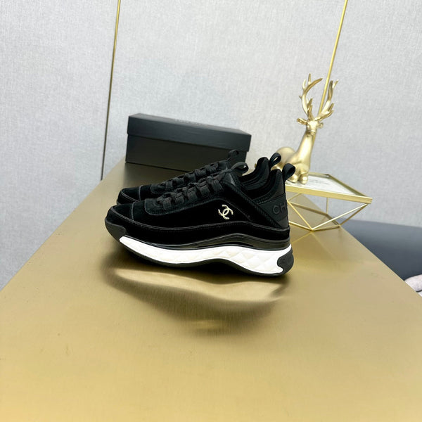 CC 26s Low-Top Chunky Sneakers Black Suede Mesh Textile 980828