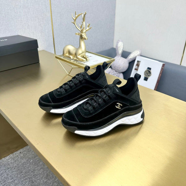 CC 26s Low-Top Chunky Sneakers Black Suede Mesh Textile 980828