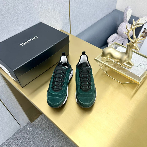 CC 26s Low-Top Chunky Sneakers Teal Green Suede Mesh Textile 980829