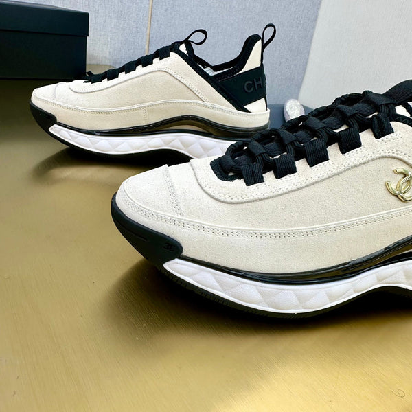 CC 26s Low-Top Chunky Sneakers Ivory Suede Mesh Textile 980832