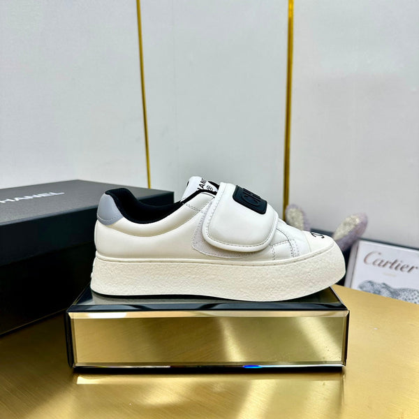 CC Velcro Strap Sneaker Black White Sheepskin 832627