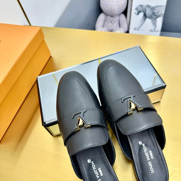 LV 25C LV Capri Open Back Loafer Black Cowhide 219928