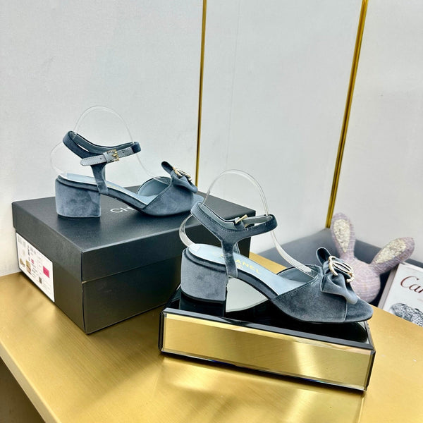 cc 25 bow sandal 50mm blue velvet 238482