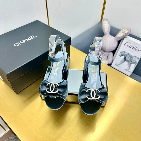 cc 25 bow sandal 50mm blue velvet 238482