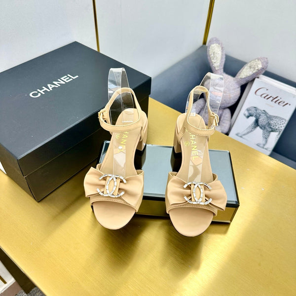 cc 25 bow sandal 50mm beige sheepskin 238486