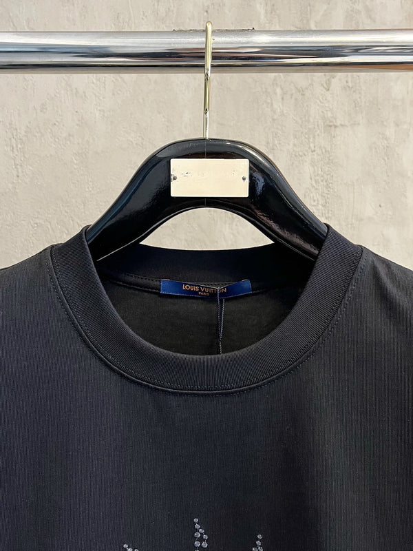 LV T-SHIRT IN BLACK PURE COTTON WITH EMBROIDERED LOGO 238772