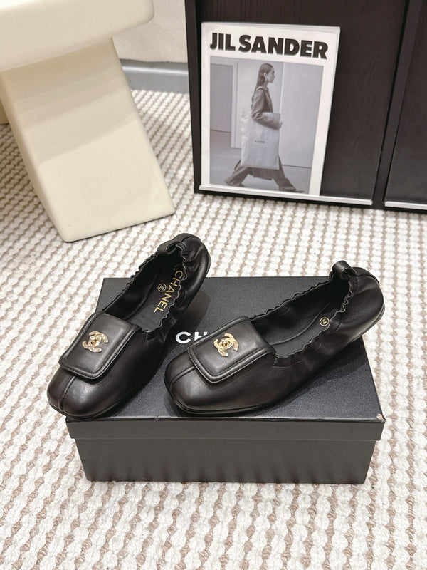 CC Ballet Flats Full Black Soft Leather 721502