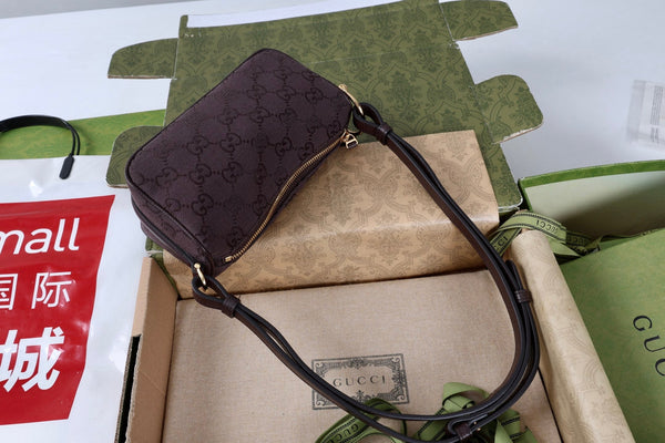 GG Half Horsebit Mini Shoulder Bag 19.5cm Brown Canvas
