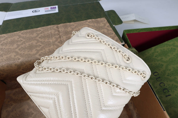 GG 26s Marmont Nano Bucket Bag 17cm Ivory Quilted Leather