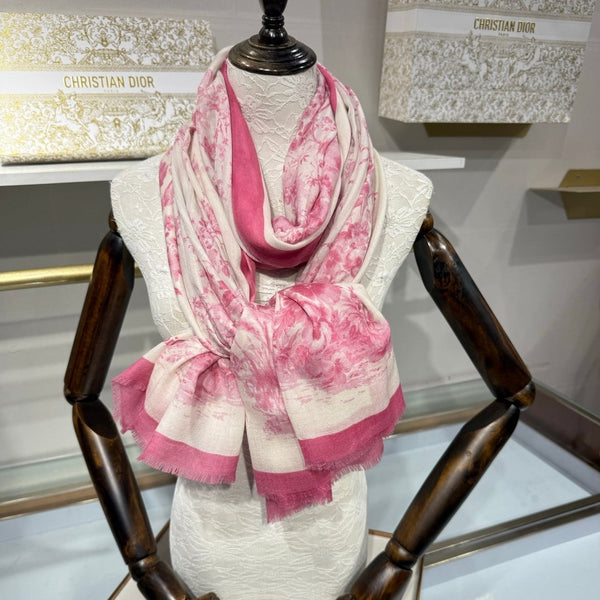 CD 26s Toile de Jouy Floral Garden Scarf 200*100cm Cashmere 215655