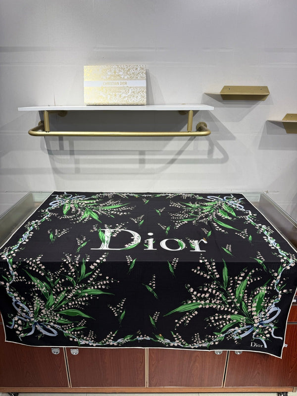 CD 26s Dior Lily of the Valley Scarf 140x140cm Cashmere Silk 215662