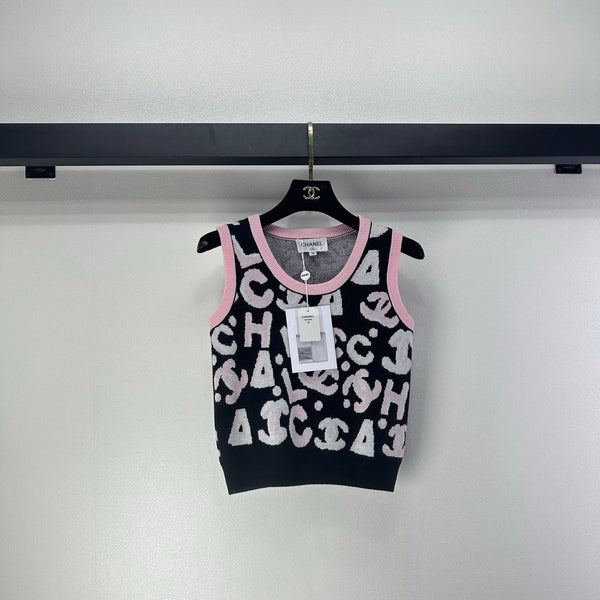 CC Vest Black Pink Wool Nylon 345983