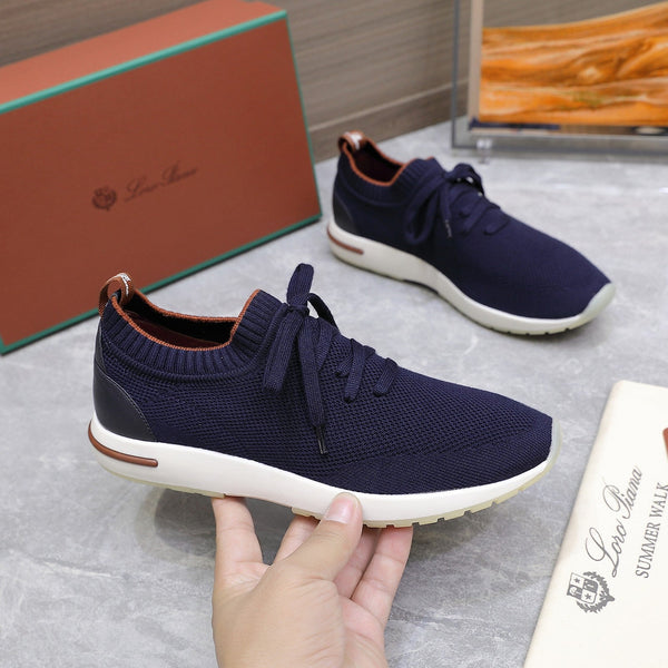 LP lady Flexy Walk Sneaker Navy Blue mix Orange Wool and Calfskin 310450