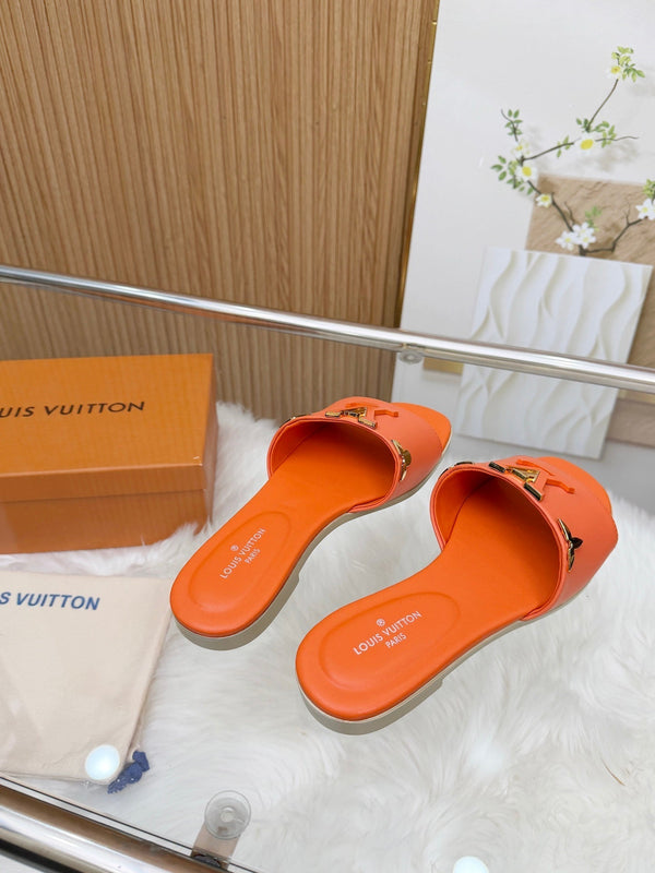 LV Mare Flat Mule Orange Sheepskin