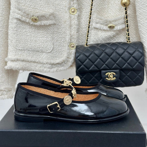 CC Mary Jane Glossy Black Cowhide And Lambskin