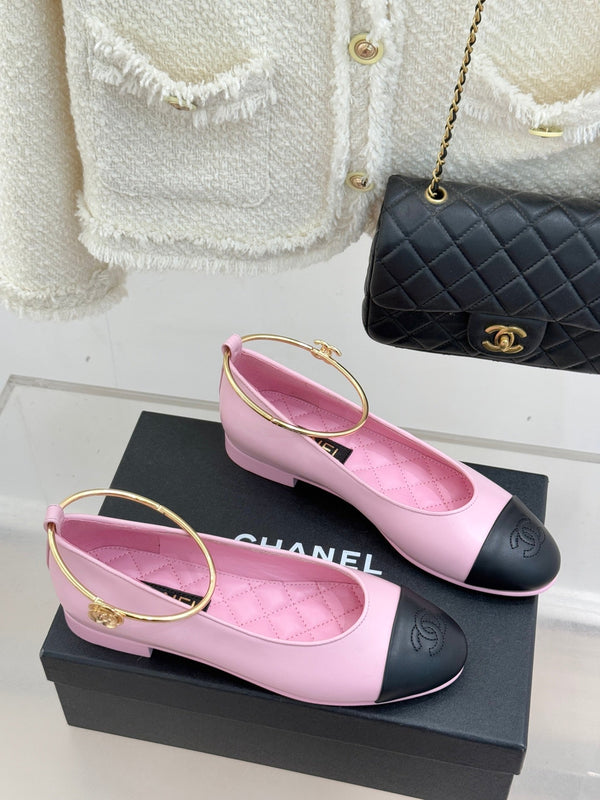 CC 26C Ribbon Double C Camellia Mary Jane Pink Black Lambskin