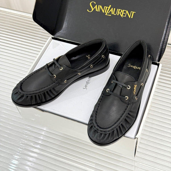 YSL 26s Le Bateau Loafer Black Calfskin 992283