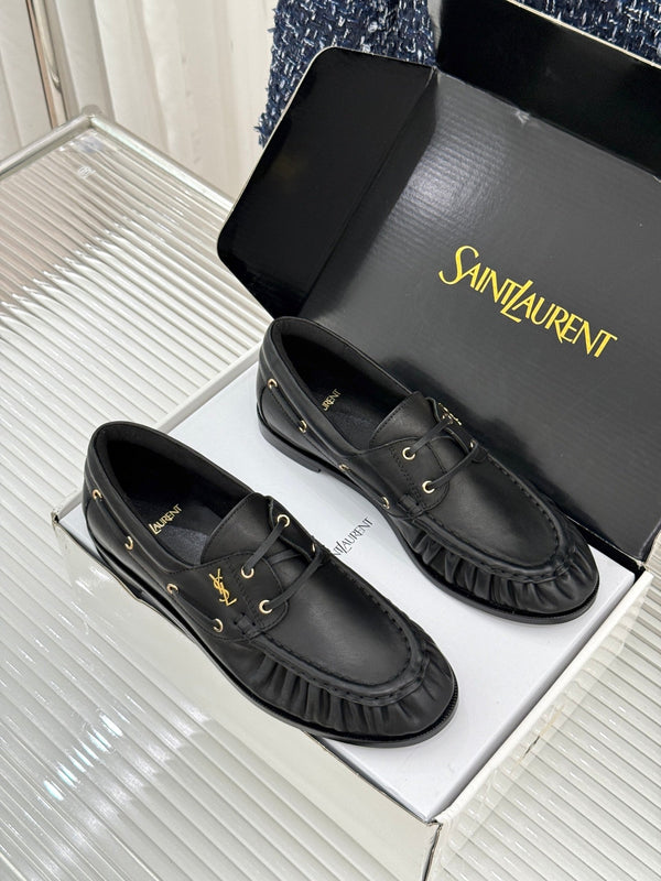 YSL 26s Le Bateau Loafer Black Calfskin 992283