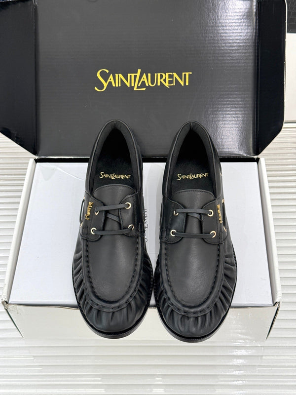 YSL 26s Le Bateau Loafer Black Calfskin 992283