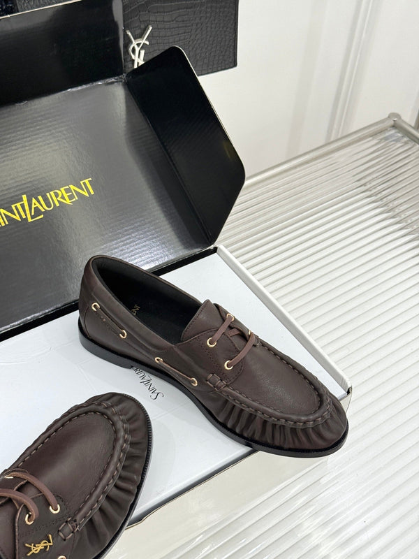 YSL 26s Le Bateau Loafer Dark Brown Calfskin 992284