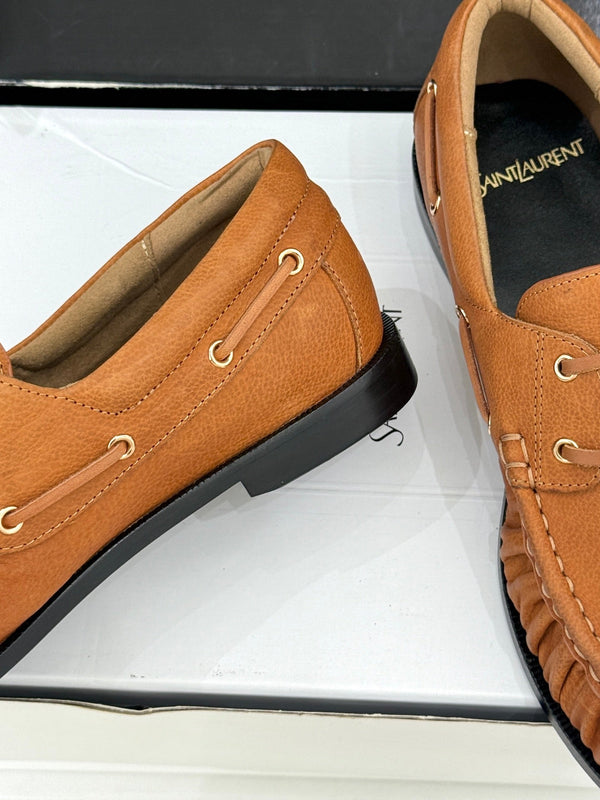 YSL 26s Le Bateau Loafer Tan Brown Cowhide 992285