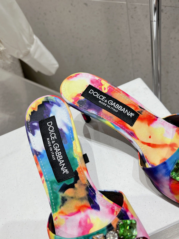 DC Keira Floral Mules 60mm Multicolor Brocade And Sheepskin 359517