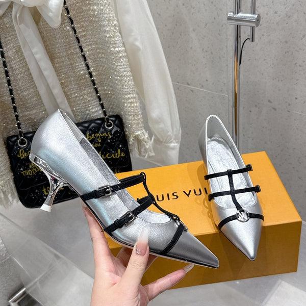 LV 6AM Slingback 4.5cm Sliver Cowhide 610735