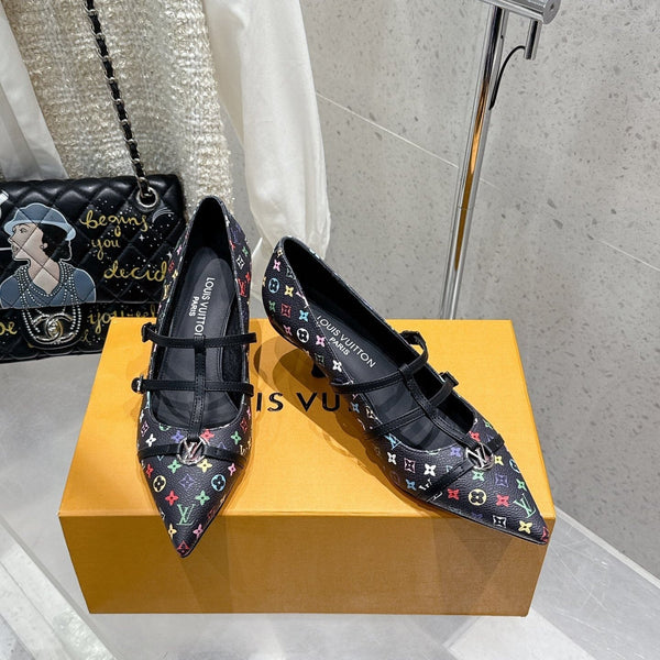 LV 6AM Slingback 4.5cm Black Monogram Cowhide 610736