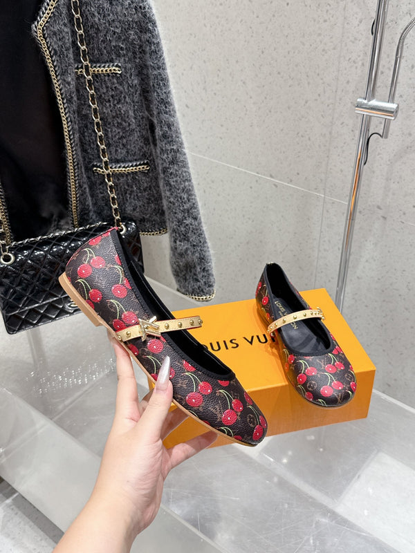 LV Romy Flat Cherry Brown Monogram Cowhide 610857