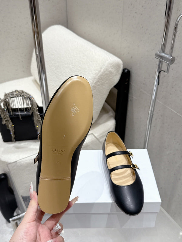 Celine 25 Ballet Flat Black Cowhide 554203