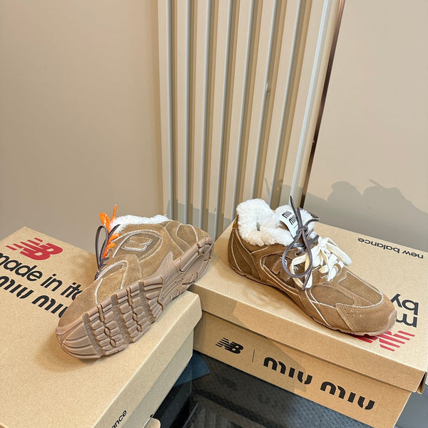 Miu x Balance 530 SL Sneakers Dark Brown Fleece Lining Suede